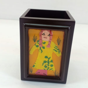 Applique Work Spoon/Pen Holder Yellow Colour