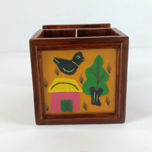 Applique Work Cutlery/Napkin Holder Yellow Design