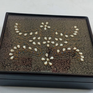 Kundan Zardozi Work Flat Box Black