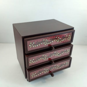 Kundan Zardozi Work Triple-drawer Jewellery Box Maroon