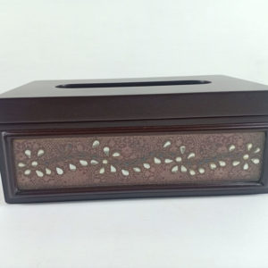 Kundan Zardozi Work Tissue Box Maroon Desig