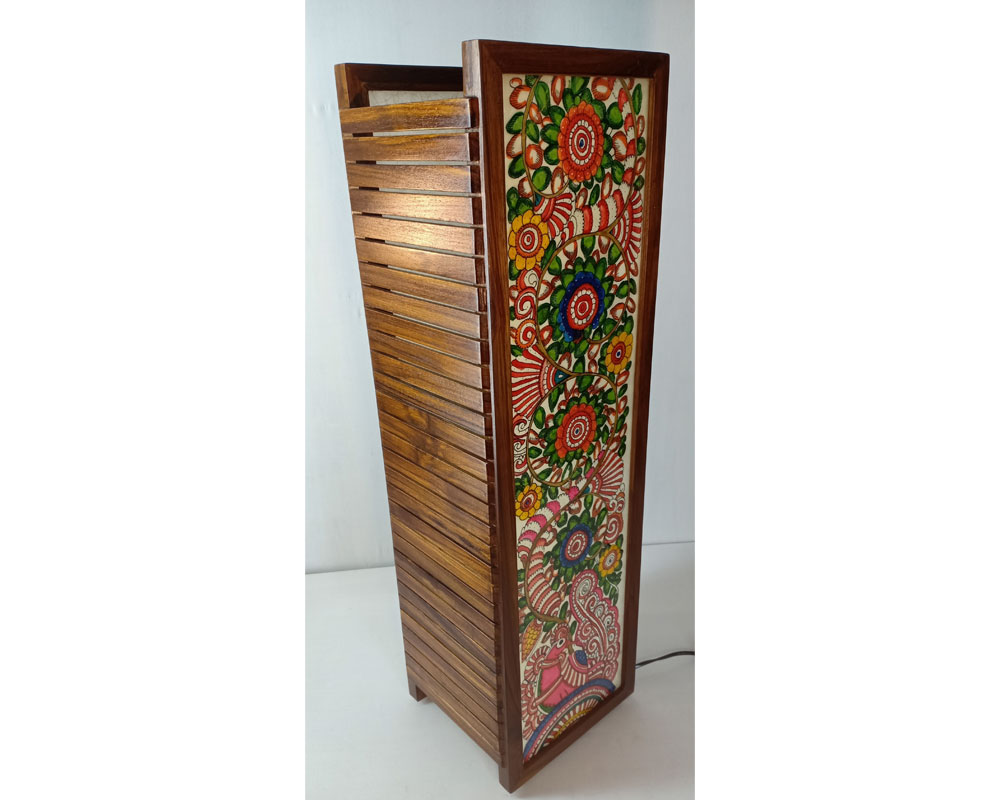 Leather Painting Floor Lamp Large Floral - Image 2