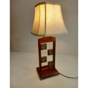 Hand-made Tile Work Table Lamp With Shade with yellow background tile