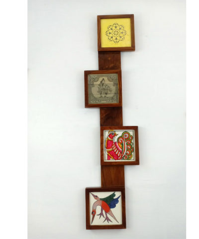 Pattachitra/Gond/Leather/Sanjhi Mixed Art Wall Panel Vertical