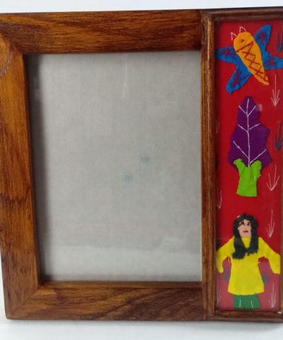 Applique Work Photo Frame Red Background