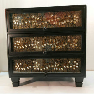 Kundan Zardozi work Triple-drawer Jewellery Box