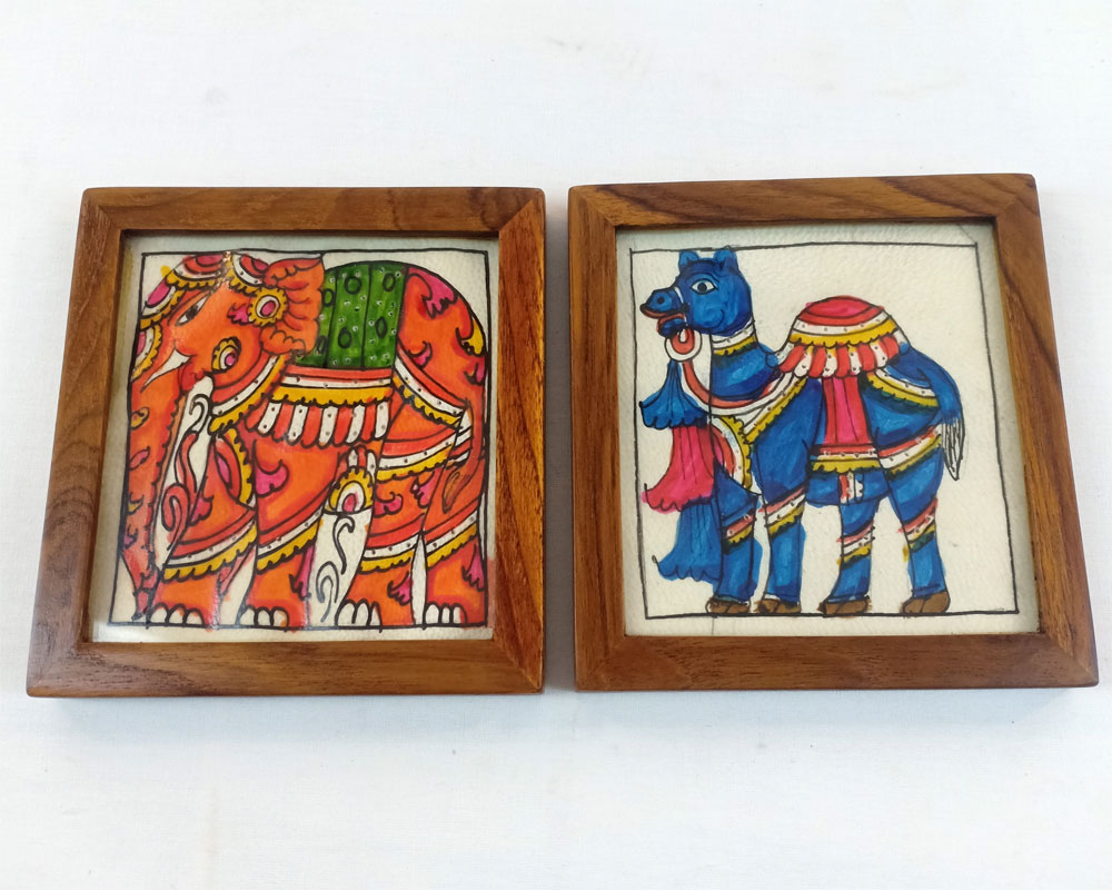 Leather Painting Coaster - Set of 2