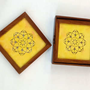 Sanjhi Art Coaster - Set of 2 with holder