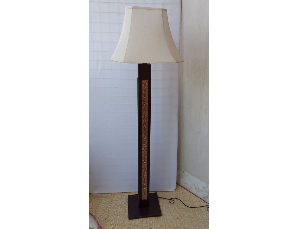 Kundan Zardozi Work Floor Lamp With Shade