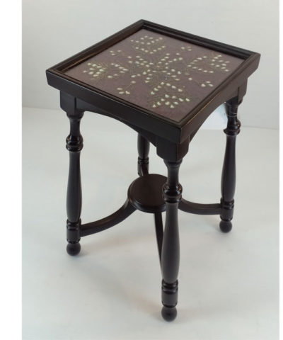 Kundan Zardozi Work Side Table Small Maroon