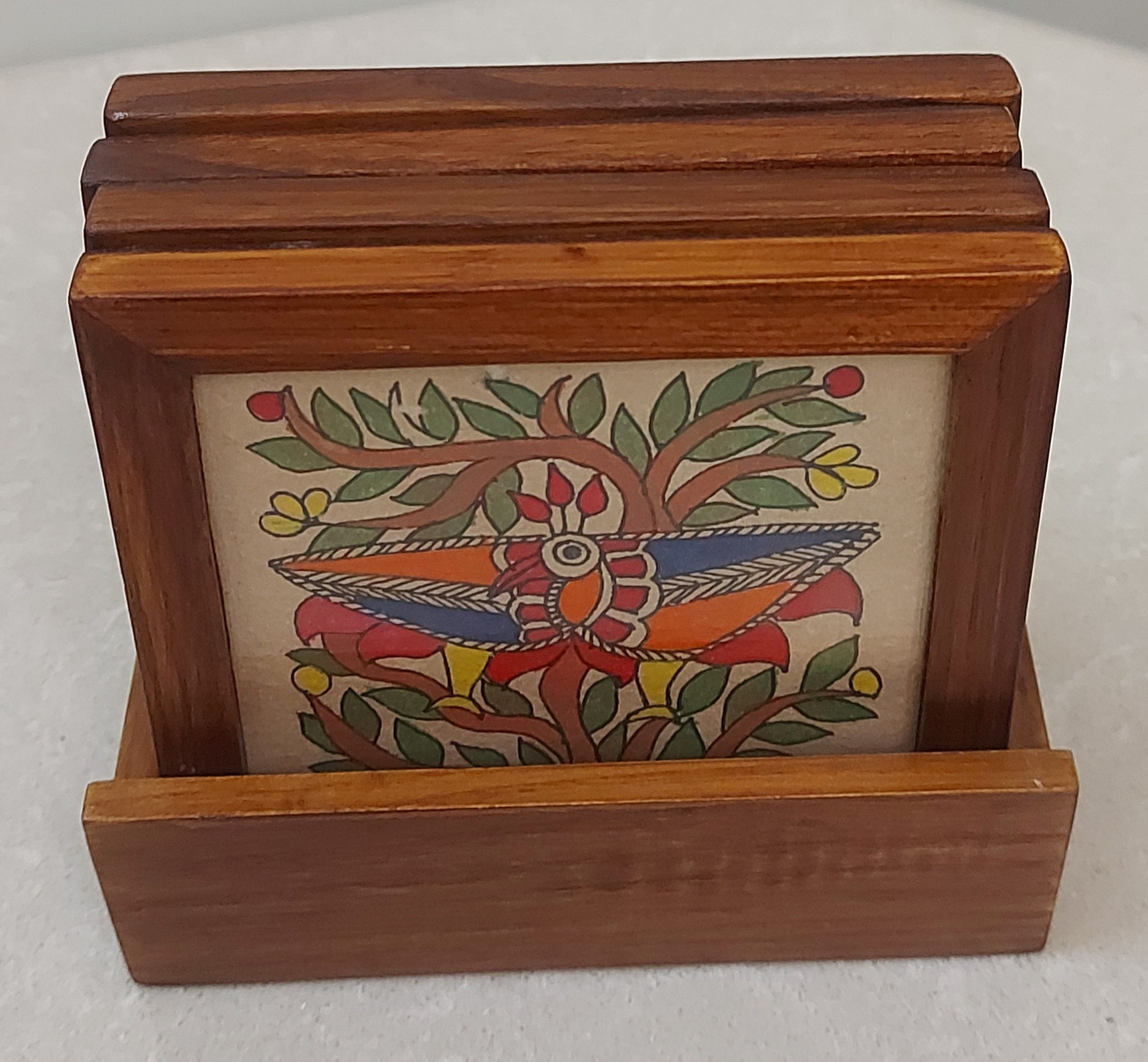 Mithila Art Coaster - set of 4 with holder Fish No.3 - Image 2